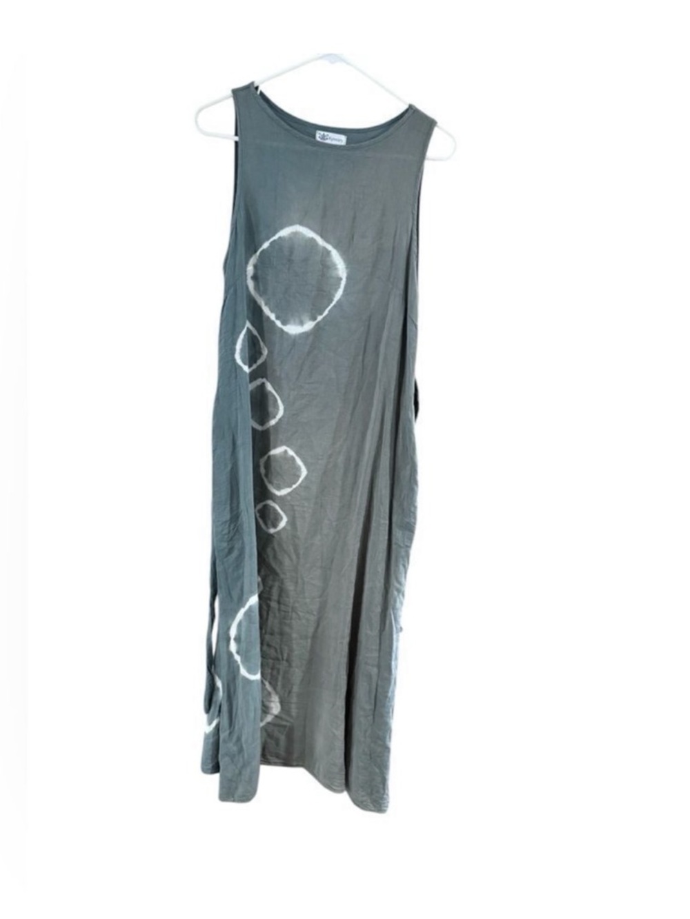 Sleeveless Gray Maxi Dress with White Abstract Circle Print - Picture 8 of 9